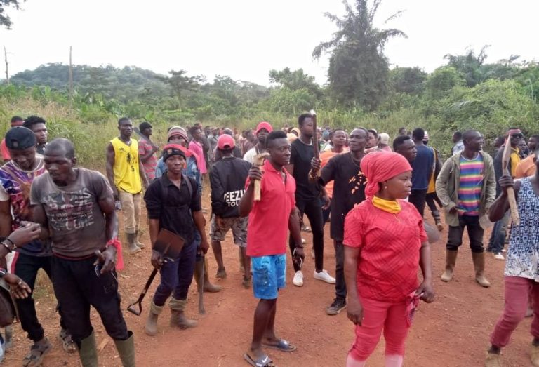 Small Scale Miners Protest Against Mensin Gold Mines Limited Ghana