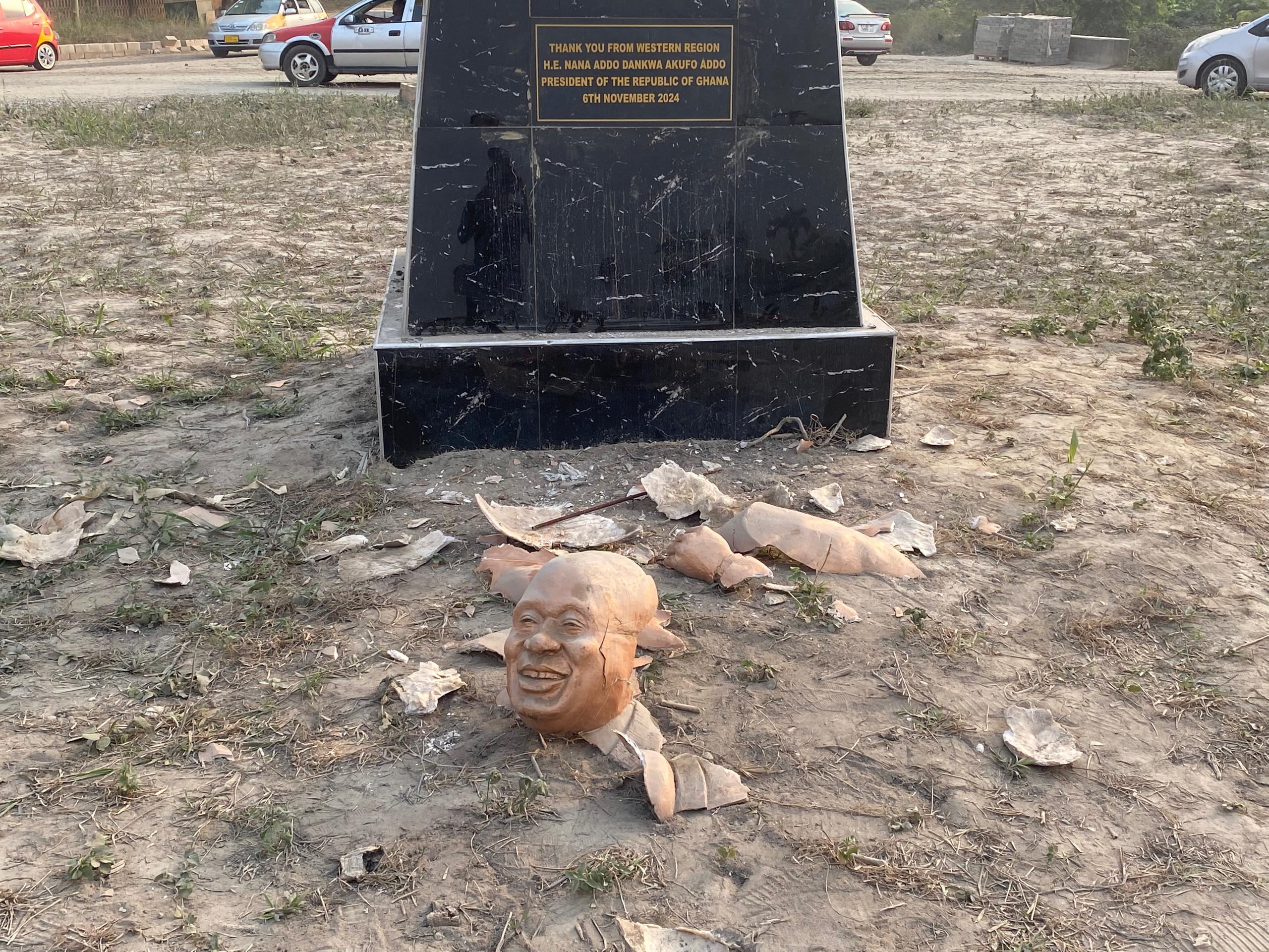 Statue of immediate former president at Sekondi completely destroyed  